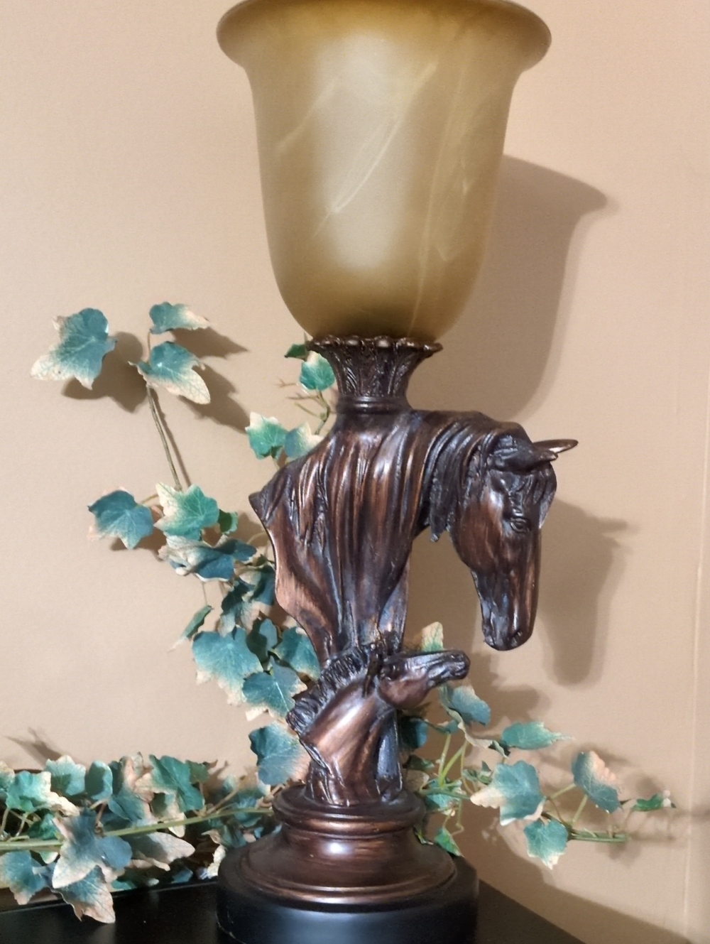 Cracker Barrel Bronze-Toned Horse Head Lantern Lamp